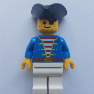 Minifiguur Pirate - Blue Torso, White Legs, Black Hat (3626c Head) uit set 4002018