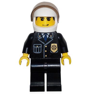 Minifiguur Police - Black Jacket, Black Legs, White Helmet uit set 4991