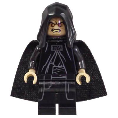 Minifigure Emperor Palpatine, Tan Skin, Open Hood (19888 Cape) from set 75291