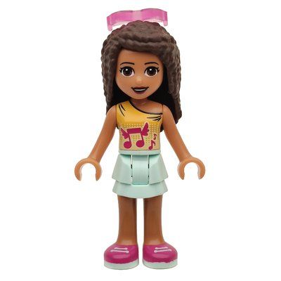 Minifigur Andrea - Bright Light Orange Top, Light Aqua Skirt, Sunglasses aus Set 41354