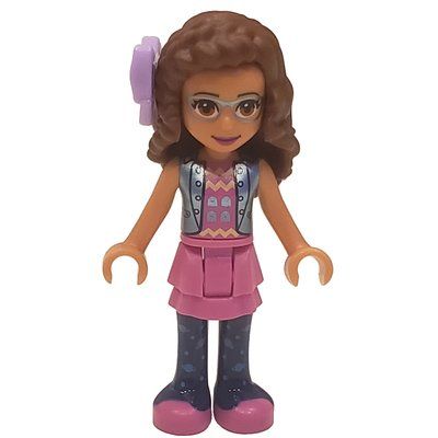 Minifigure Olivia - Sand Blue Jacket, Dark Pink Skirt, Bow from set 41375
