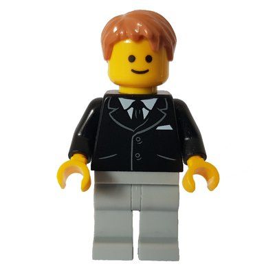 Figurine Black Torso Jacket, Light Bluish grey Legs, Dark Orange Hair - Pockets du set 10251