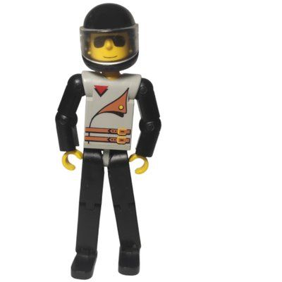 Figurine Technic Figure Black Legs, Light Gray Top with 2 Brown Belts, Black Arms - Black Helmet du set 8244