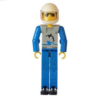 Minifigure Technic Figure Blue Legs, Light Gray Top with Wave and Orca Print, Blue Arms - White Helmet del set 8286