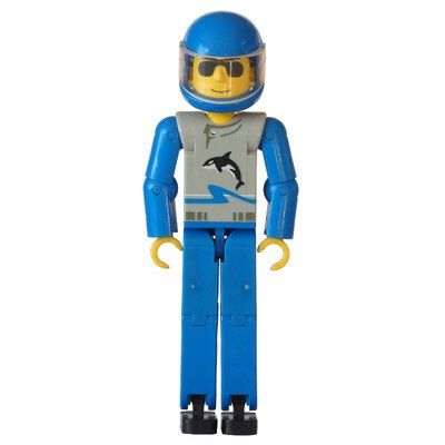 Minifigure Technic Figure Blue Legs, Light Gray Top with Wave and Orca Print, Blue Arms - Blue Helmet del set 8286
