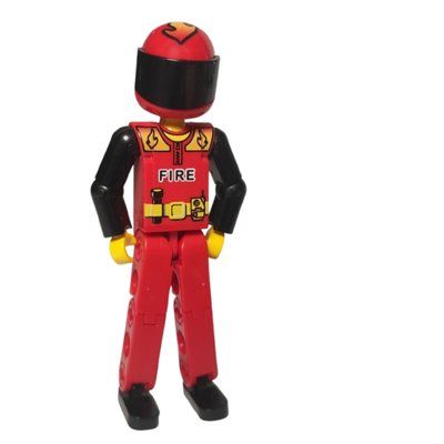 Figurine Technic Figure Red Legs, Red Top with Fire Print, Black Arms - Red Helmet du set 8253