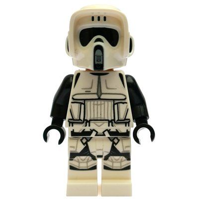 Figurine Scout Trooper, Dual Molded White and Black Helmet, Closed Mouth du set 75292