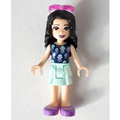 Minifigura Emma - Dark Blue Top, Light Aqua Skirt, Sunglasses del set 41414