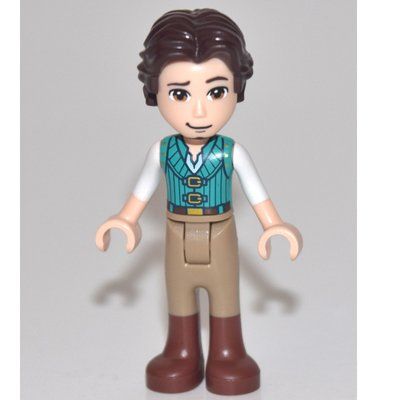 Minifigura Flynn Rider - Dark Turquoise Vest, Thick Leg Hinge del set 43187
