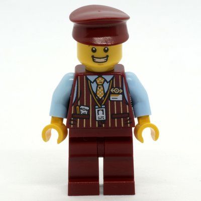 Figurine Train Conductor, Dark Red Suit with Tie, Dark Red Hat du set 60271