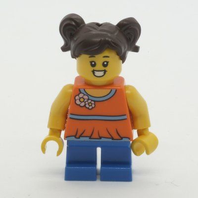 Figurine Girl, Orange Top, Short Blue Legs, Brown Hair du set 60271
