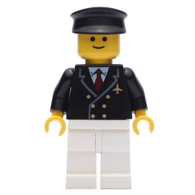 Minifiguur Pilot - Black Torso, White Legs, Black Cap uit set 9321