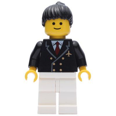 Minifiguur Pilot - Black Torso, White Legs, Black Hair uit set 9321