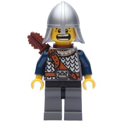 Figurine Knight, Archer with Metallic Silver Helmet, Dark Bluish Grey Legs, and Quiver du set 852293