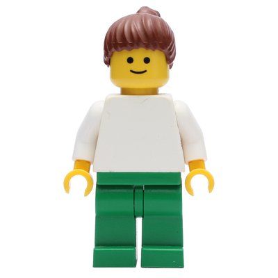 Minifigure White Torso, Green Legs, Reddish Brown Hair, Female del set 7335