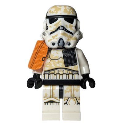 Figurine Sandtrooper Squad Leader / Captain, Orange Pauldron, Neck Bracket, Dual Molded Helmet, Closed Mouth du set 75290