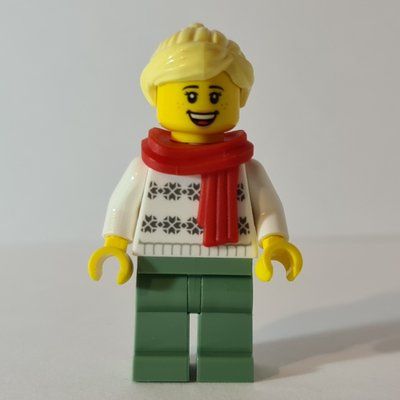 Figurine White Torso, Sand Green Legs, Bright Light Yellow Hair, Red Scarf du set 40416