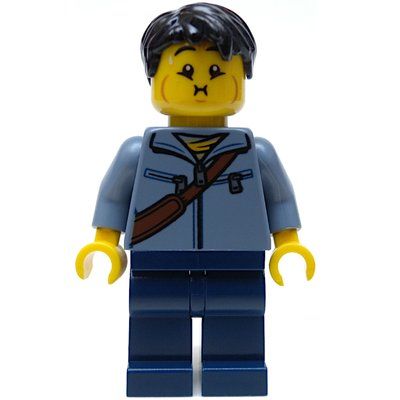 Minifigur Sand Blue Torso, Dark Blue Legs, Black Hair aus Set 80107