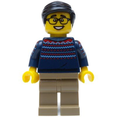 Minifigur Dark Blue Torso, Tan Legs, Black Hair aus Set 80107