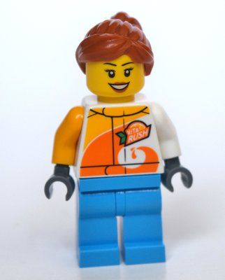 Minifigure Woman, Vita Rush Jacket, Dark Azure Legs, Dark Orange Hair from set 60290