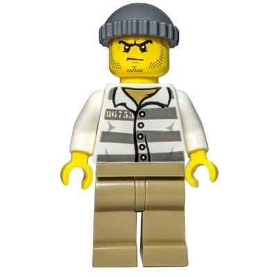 Figurine Criminal, Prison Shirt '86753', Dark Tan Legs, Hat, Stubble du set 60292