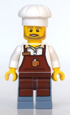 Figurine Barista, Reddish Brown Apron, Sand Blue Legs, Chef Hat du set 60306