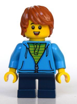 Figurine Boy, Dark Azure Hoodie, Short Dark Blue Legs, Dark Orange Hair du set 60306