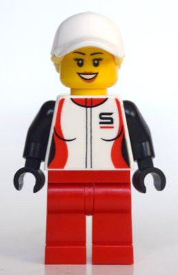 Figurine Woman, Racing Jacket, Red Legs, Ponytail with White Cap du set 60306