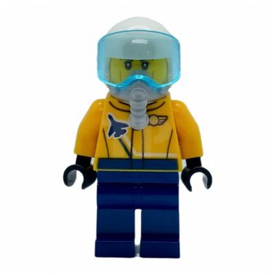 Minifigur Pilot, Orange Jacket, Dark Blue Legs, White Helmet with Visor and Breathing Apparatus aus Set 60289