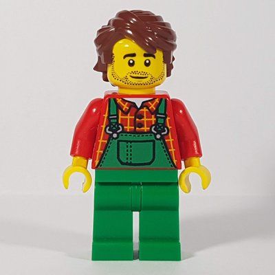Figurine Man, Green Overalls, Reddish Brown Hair, Stubble Beard du set 60287