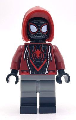 Figurine Spider-Man (Miles Morales), Dark Red Hoodie, Dual Molded Legs du set 76171
