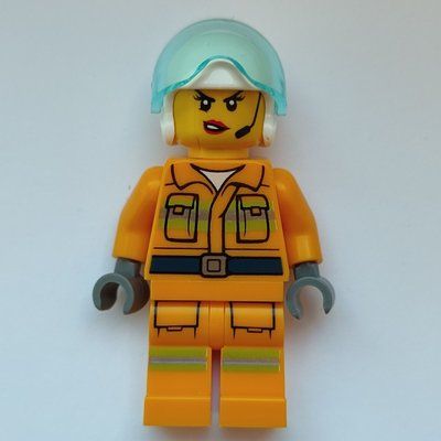 Figurine Firewoman, Bright Light Orange Firesuit, White Helmet with Visor du set 60281