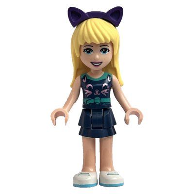 Minifigurka Stephanie - Dark Turquoise Top, Dark Blue Skirt, Dark Purple Cat Ears z zestawu 41665