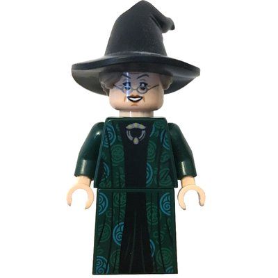 Figurine Professor Minerva McGonagall, Dark Green Robe, Black Hat with Dark Tan Hair, Azure Circle Symbols du set 76399