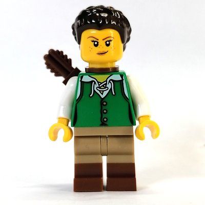 Figurine Woman - Green Tunic, Dark Tan/Reddish Brown Legs, Dark Brown Hair, Quiver du set 21325