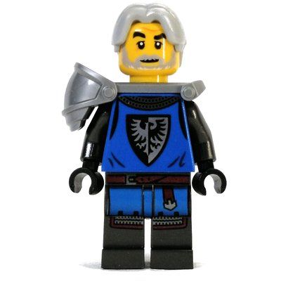 Figurine Black Falcon Knight - Blue Torso, Pearl Dark Grey Legs, Light Bluish Grey Hair, Flat Silver Shoulderguard du set 21325