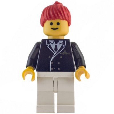 Minifigure Pilot - Black Torso, White Legs, Red Hair from set 9293