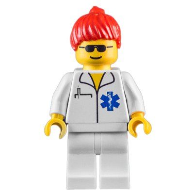 Minifigure Doctor - White Torso and Legs, Red Hair Female from set 9293