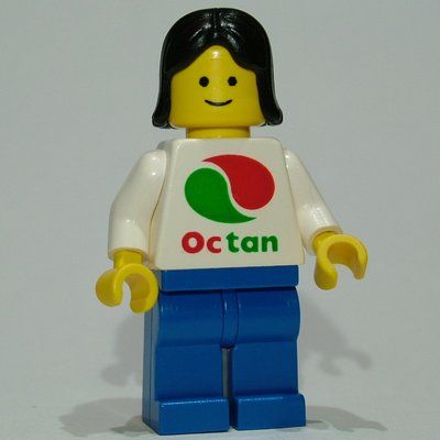 Minifigure White Torso Octan, Blue Legs, Black Hair from set 9293