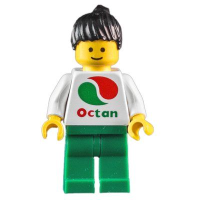 Minifigure White Torso Octan, Green Legs, Black Hair from set 9293