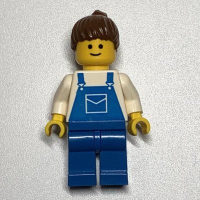 Minifigure White Torso, Blue Legs, Brown Hair Ponytail from set 9293