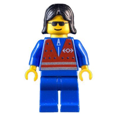 Minifigure Blue Torso, Blue Legs, Black Hair Long from set 9293