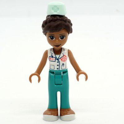 Minifigurka Donna - White Veterinarian Jacket, Dark Turquoise Pants, Hat z zestawu 41446