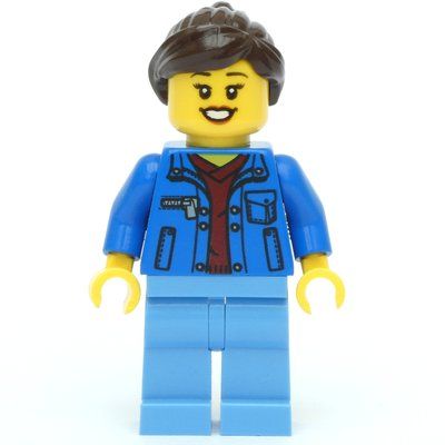 Minifiguur Blue Torso, Medium Blue Legs, Dark Brown Hair uit set 31116