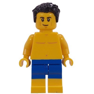 Minifigure Yellow Torso, Blue/Yellow Legs, Black Hair del set 40473