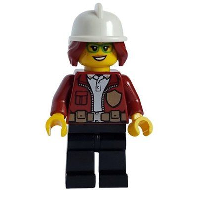 Figurine Freya McCloud, Open Dark Red Jacket with Badge, White Fire Helmet (3626cpr2972 Head) du set 60320
