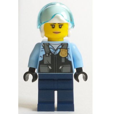 Figurine Policewoman, Helicopter Pilot, Bright Light Blue Shirt, Helicopter Pilot du set 60308