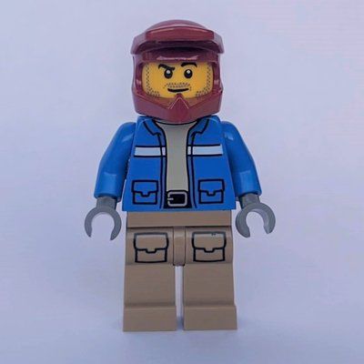 Figurine Man, Blue Jacket, Dark Red Dirt Bike Helmet du set 60300