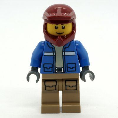 Figurine Man, Blue Jacket, Dark Red Dirt Bike Helmet, Smile du set 60307