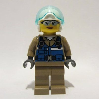 Figurine Woman, Helicopter Pilot, Blue Vest over Dark Tan Shirt du set 60307